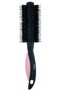 Щетка круглая Round brush (брашинг), нейлон и натуральная щетина, диаметр 5,5 см, розовая, 22,5 см