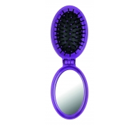 Щетка складная с зеркалом Folding hair brush with mirror, фиолетовая, 8,5 см