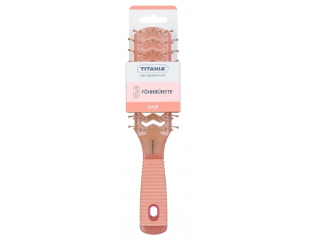 Щетка для сушки феном Double channel brush, 9 рядов, резиновая ручка, оранжевая, 21,5 см