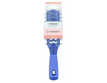 Щетка для сушки феном Double channel brush, 9 рядов, резиновая ручка, синяя, 21,5 см