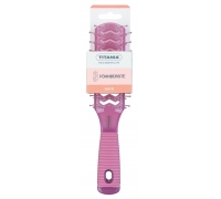 Щетка для сушки феном Double channel brush, 9 рядов, резиновая ручка, розовая, 21,5 см