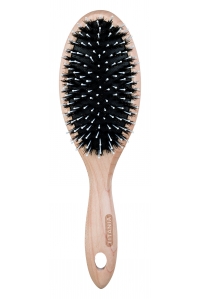 Щетка для ухода за волосами из древесины клена Hair care brush 80% натуральной щетины + 20 % нейлоновых зубьев, овальная, 22,5 см