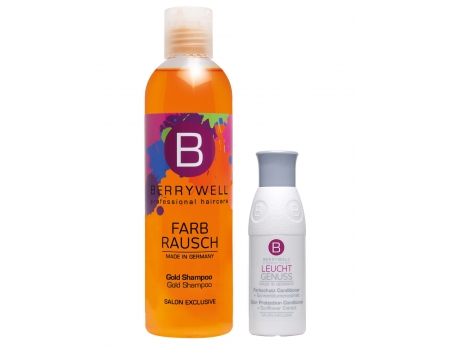 Сет Шампунь оттеночный золотой Berrywell Gold Shampoo + Кондиционер для защиты цвета мини, 61 мл